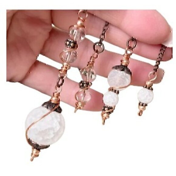 Handmade Quartz Crystal Copper Dowsing Pendulum Set - Picture 1 of 9